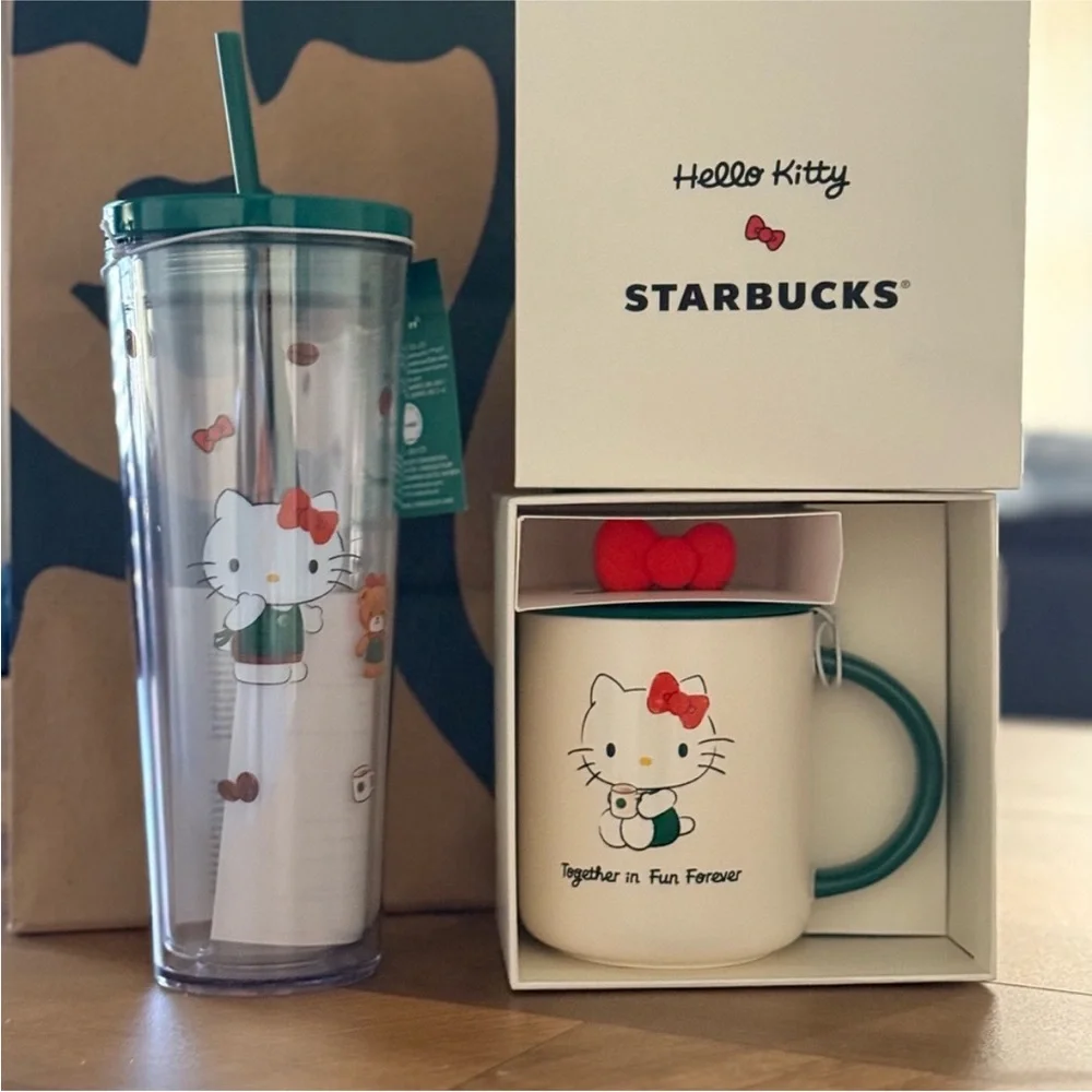 Hello Kitty Starbucks Tumblr and Mug Set limited edition NEW Starbucks collab - Picture 1 of 5